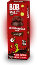 Снек фруктово-ягодный Улитка БОБ Яблоко-Вишня в шоколаде 30 гр